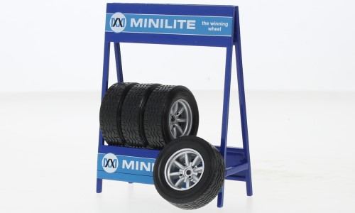 IXO Models 1/18 Minilite Silver Wheel, Tire & Stand Set image
