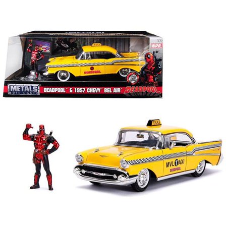 Jada 1/24 '57 Chevy Belair Taxi with Deadpool Figure image
