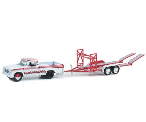 Greenlight 1/64 1964 Dodge D-100 with Tandem Car Trailer image