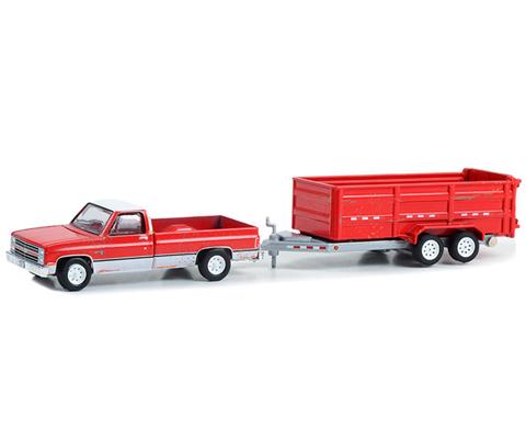 Greenlight 1/64 1983 Chevrolet Scottsdale K20 with Double Axle Dump Trailer image