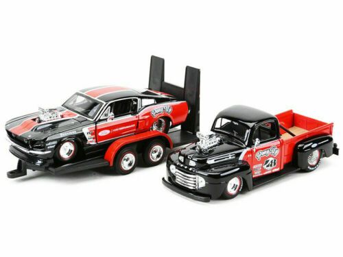 Maisto 1/24 1948 Ford F1 Pick-Up & 1967 Ford Mustang GT Elite Transport image