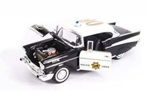 1957 CHEVROLET BEL AIR POICE 1:18 DIECAST MODEL CAR BY ROAD SIGNATURE 92107 