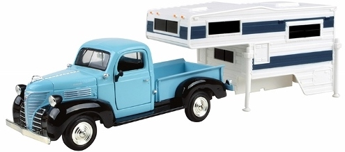 Motormax  1/24 1941 Plymouth Pick Up Truck Camper Blue  image