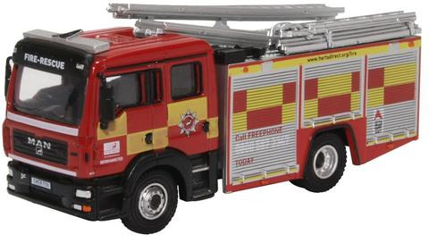 Oxford  1/76 MAN Pump Ladder Hertfordshire Fire  image