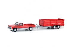 Greenlight 1/64 1983 Chevrolet Scottsdale K20 with Double Axle Dump Trailer image