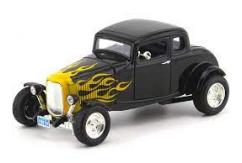 Motormax  1/18 1932 Ford Five Window Coupe - Black with Flames image
