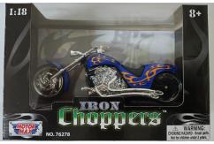 Motormax 1/18 Iron Chopper Motorcycle - Blue/Orange image
