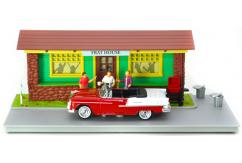 Motormax  1/43 1955 Chev Bel Air with Frat House Diorama  image