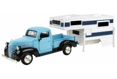 Motormax  1/24 1941 Plymouth Pick Up Truck Camper Blue  image