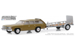 Greenlight 1/64 1977 Pontiac LeMans Safari and Utility Trailer image