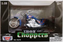Motormax 1/18 Iron Chopper Motorcycle - Blue/Orange image