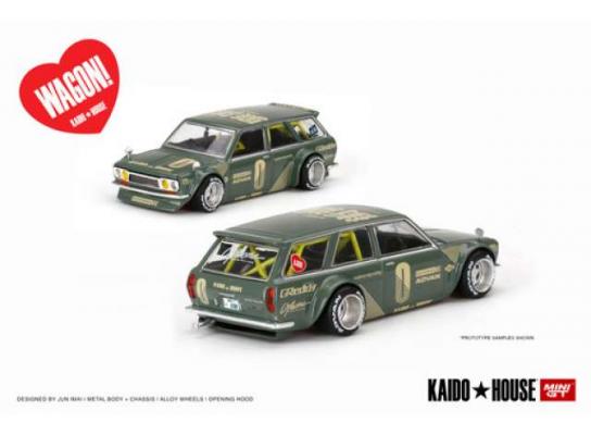 Mini GT 1/64 Datsun 510 Pro Wagon Street Kaido House Green image