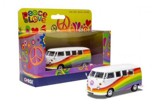 Corgi 1/43 Volkswagen Campervan "Peace Love and Rainbows" image