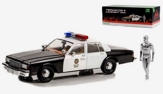 Greenlight 1/18 Chevrolet Police with T-1000 Figure 'Terminator 2 Judgement Day' image
