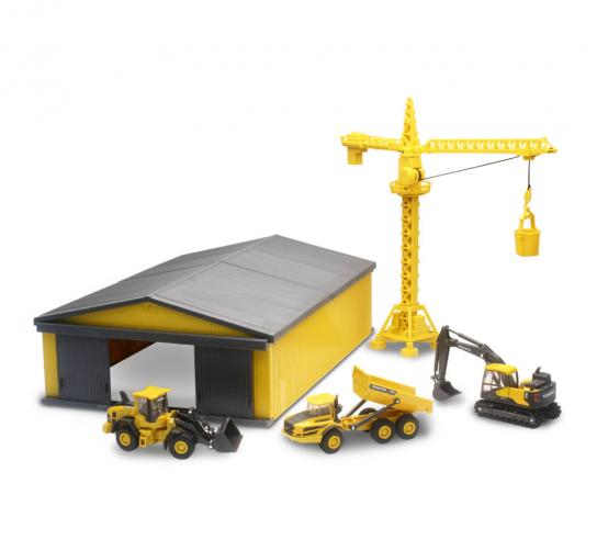 New Ray 1/64 Volvo Construction Set with Machine Shed image