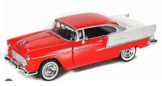 Motormax  1/24 1955 Chev Bel Air - Red/White image