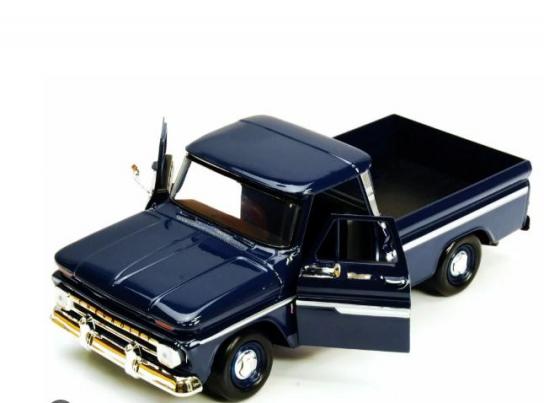 Motormax 1/24 Chevy C10 Fleetside Pickup 1966 - Dark Blue image