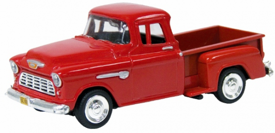 Motormax 1/43 1955 Chevrolet 5100 Stepside - Metallic Red image