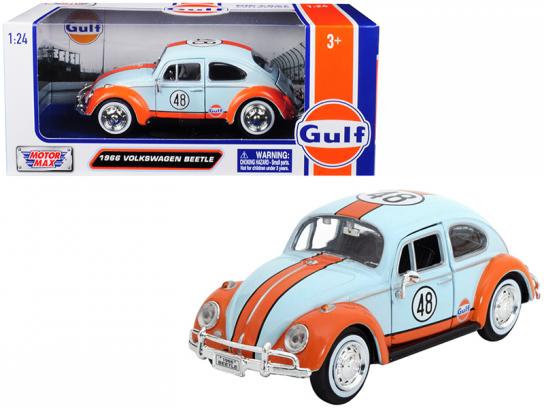 Motormax  1/24 1966 Volkswagen Beetle- Gulf Oil Racer Orange/Blue  image