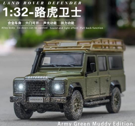 DModels 1/32 Land Rover Defender LWB Green Muddy Look image