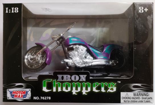 Motormax 1/18 Iron Chopper Motorcycle - Purple/Teal image
