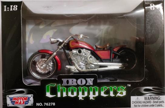 Motormax 1/18 Iron Chopper Motorcycle - Red/Gold image