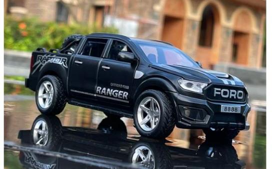 DModels 1/32 Ford Ranger Raptor F350 Pickup with Tyre Rack - Black image