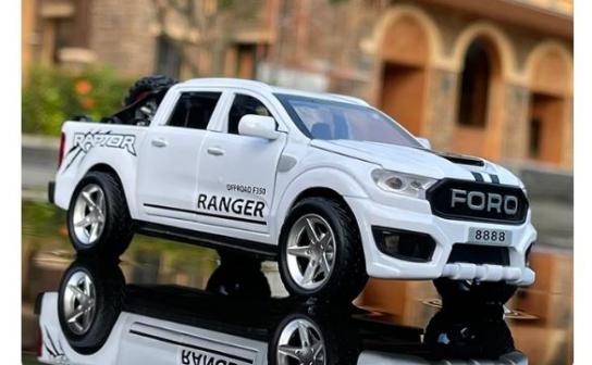 DModels 1/32 Ford Ranger Raptor F350 Pickup with Tyre Rack - White image